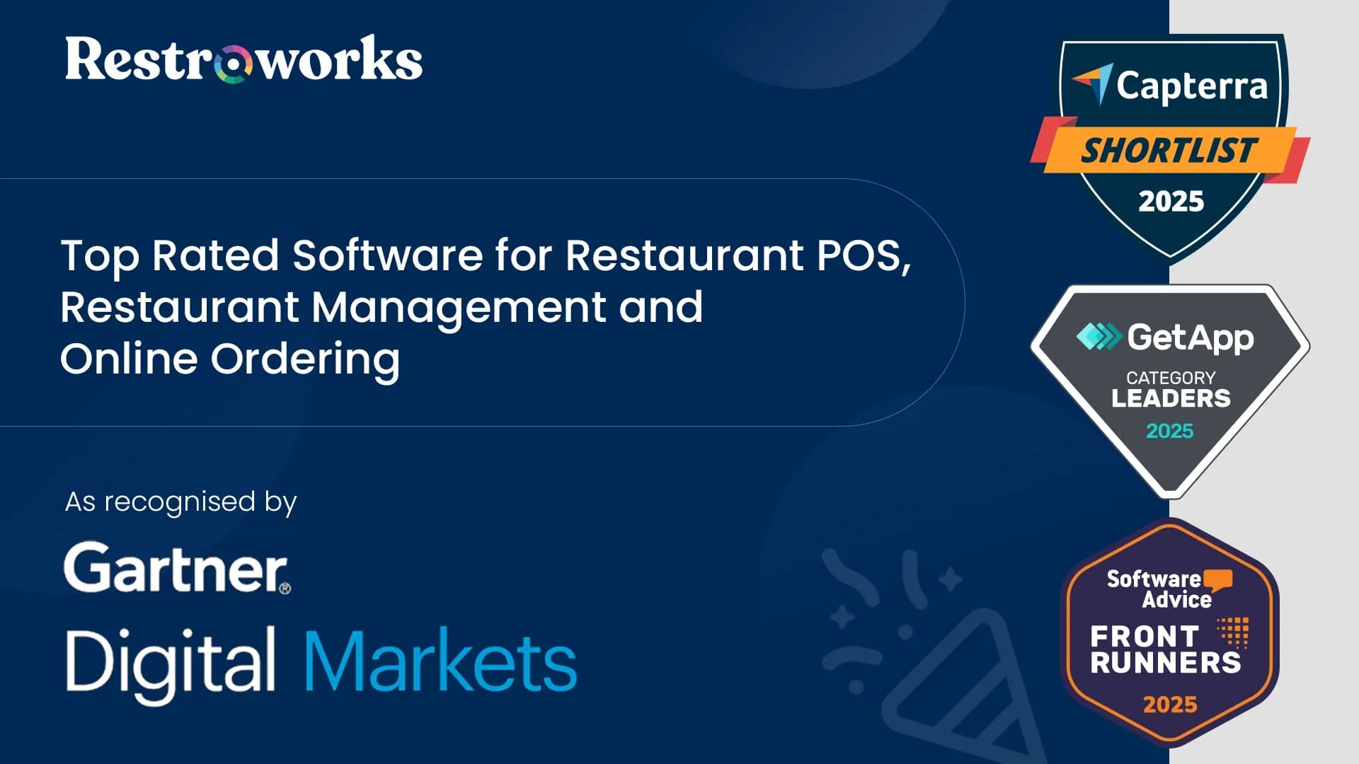 حصل Restroworks على العديد من الجوائز من Gartner Digital Markets - Capterra وSoftware Advice وGetApp في عام 2025
