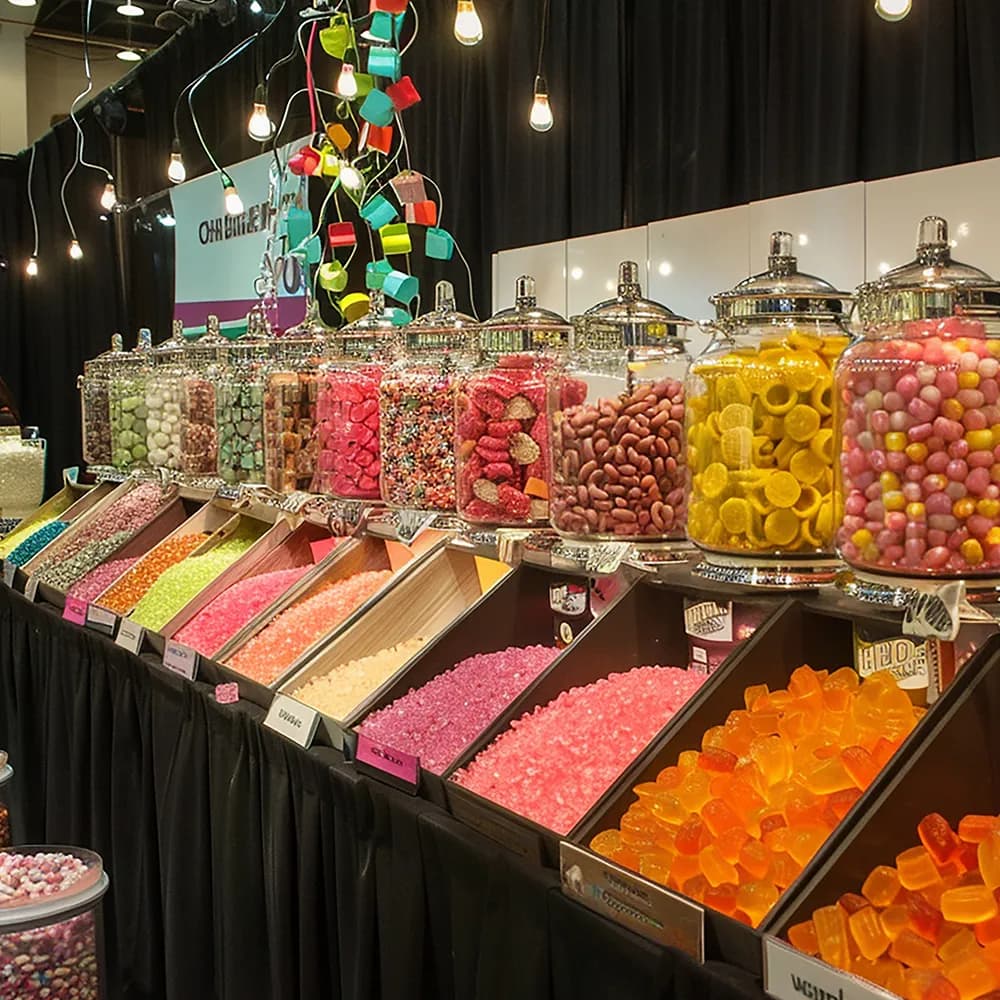 Sweet shop counter with candies