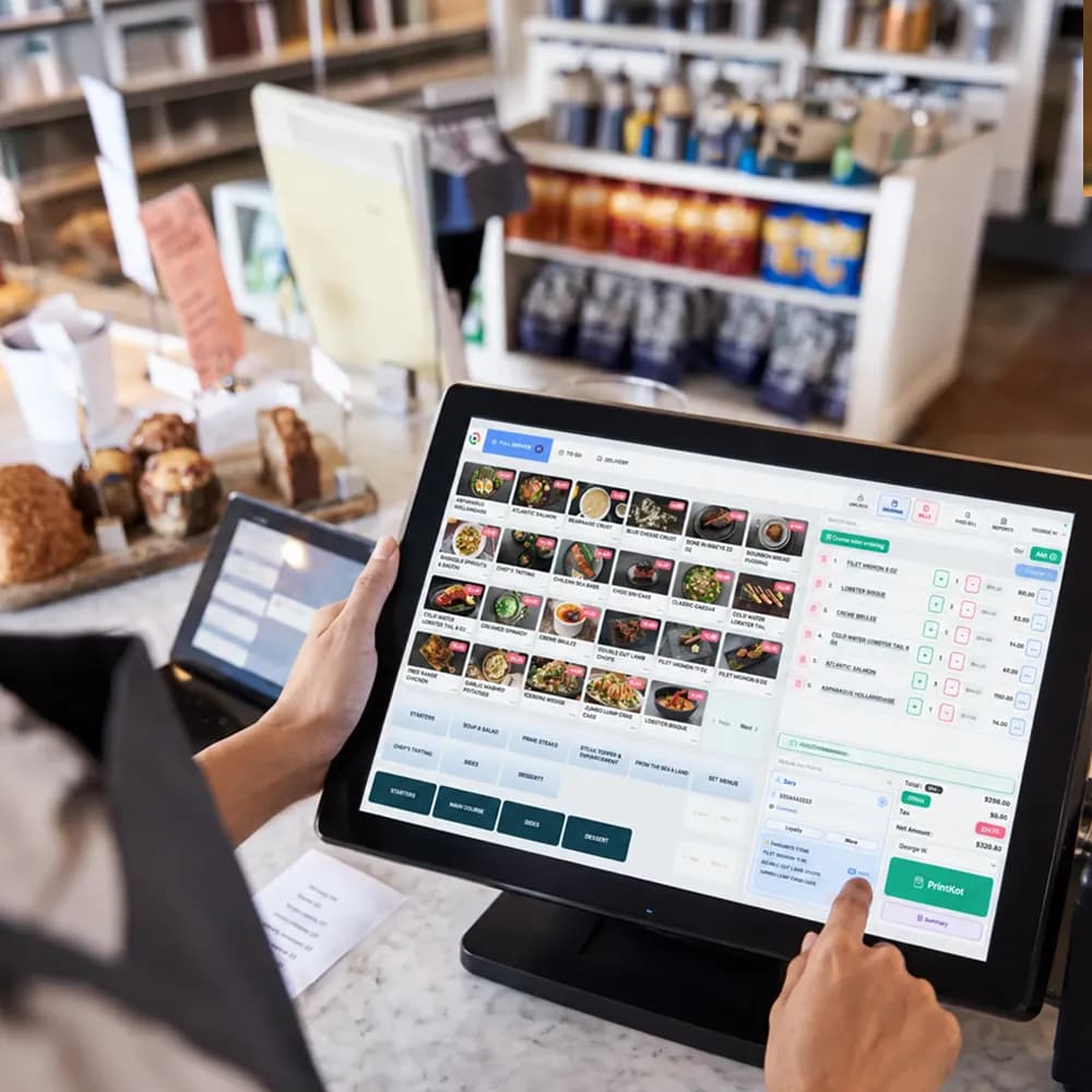Waiter using POS