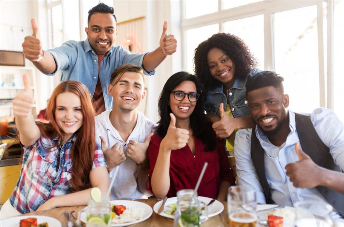 Satisfied customers and their experience when they are dining in a restaurant.