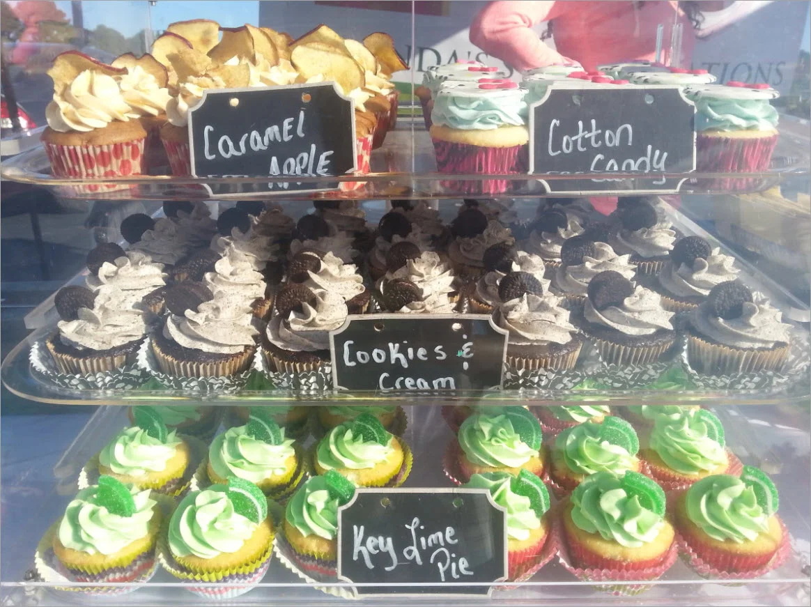 A display of bakery items.