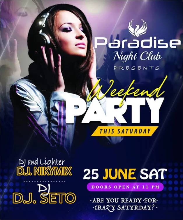 Poster advertising a DJ night in a bar