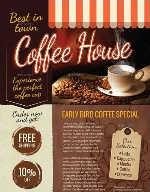 A poster of a cafe.