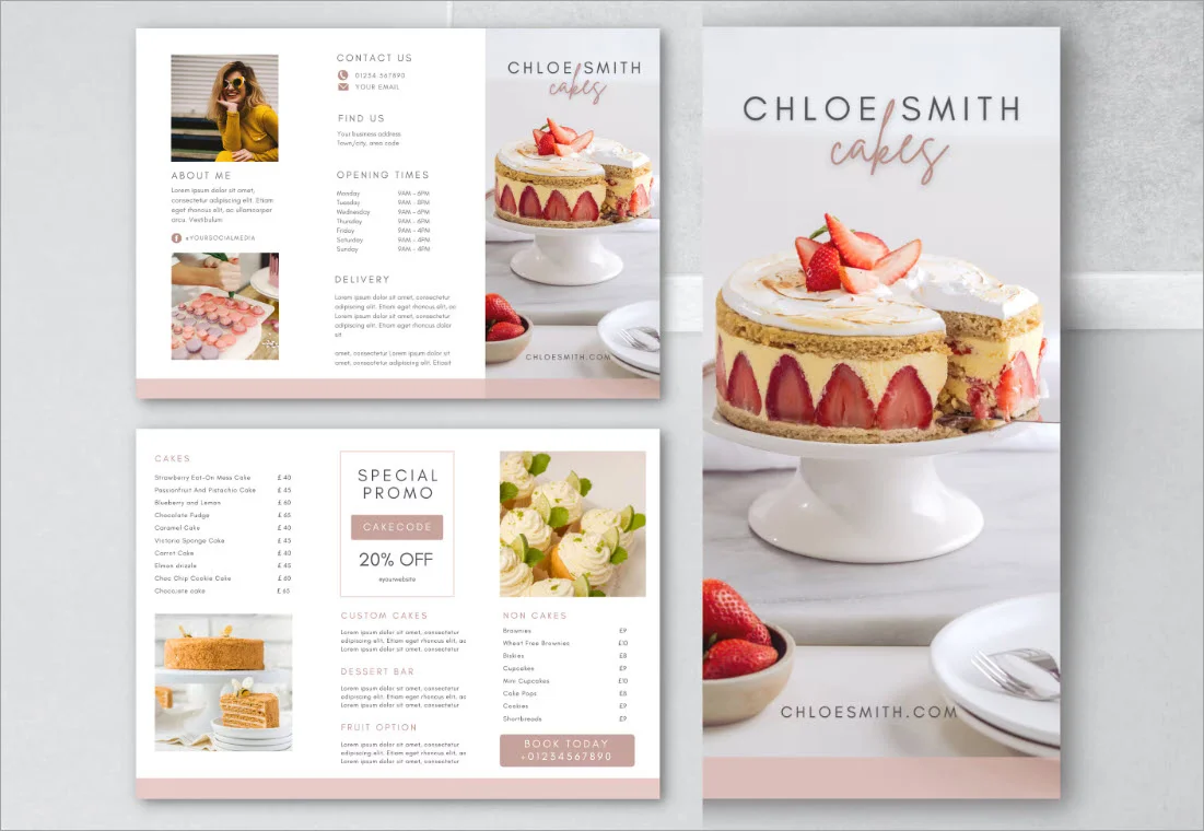 A printed promo of a bakery