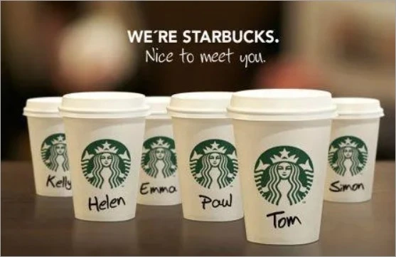 Starbucks cup covered with customer impressions