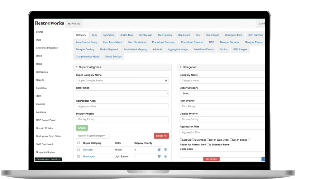 Image showcasing item creation on Restroworks platform