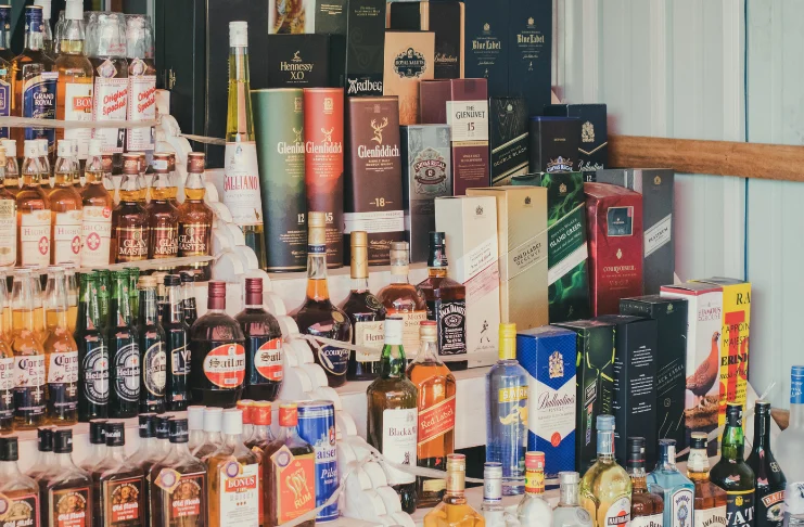 A table with liquor