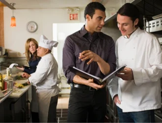 people discussing and planning menu