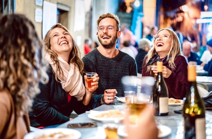 happy customers in a restaurant