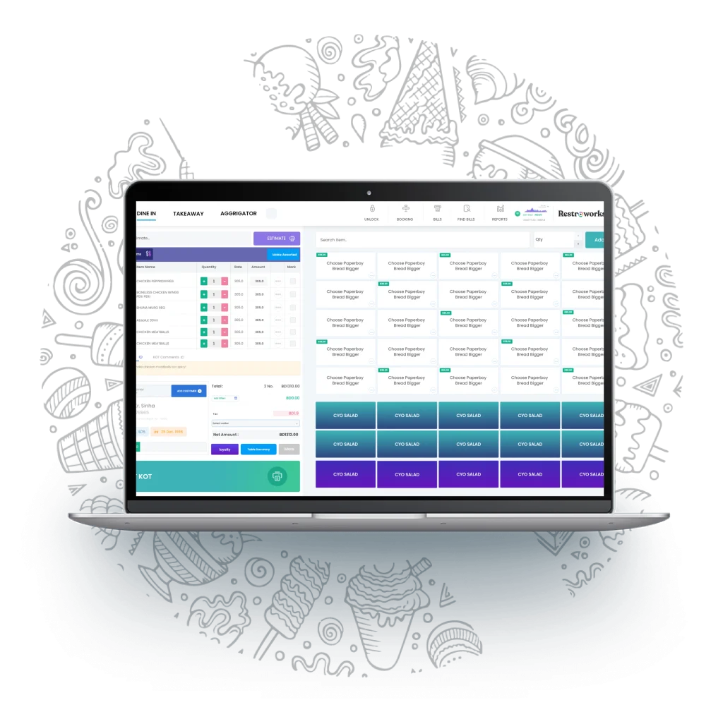 عرض شاشة نقطة بيع Restroworks