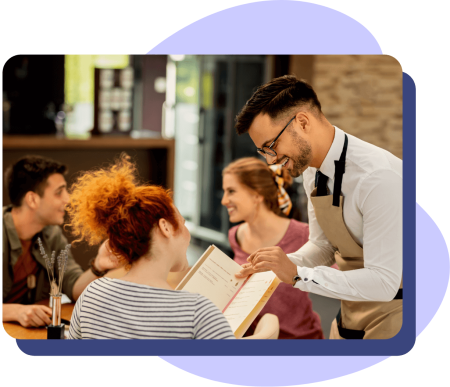 Restaurant staff taking order from customer