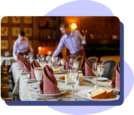 Restaurant staff working in a fine dine restaurant