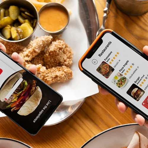 Visual of customers using mobile ordering